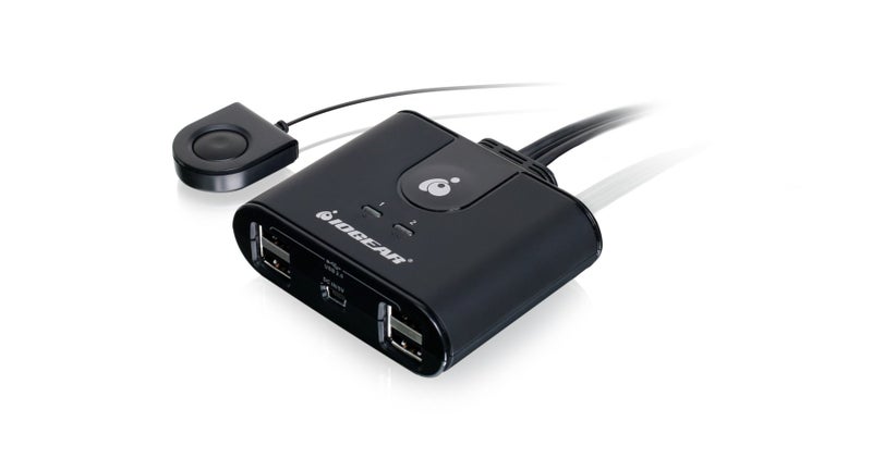 IOGEAR USB 2.0 2x4 Peripheral Switching Hub - 2 PC Share To 4 USB Devices - Up To 480Mbps - Mobile Devices Charging - Mouse/Keyboard - Printer - Scanner - EX HD - LED Indicators w/Remote - GUS402 - Image 1
